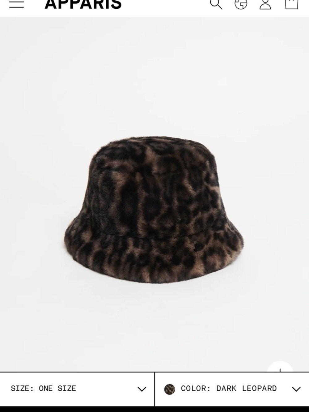 Apparis Faux Fur Dark Leopard Bucket Hat